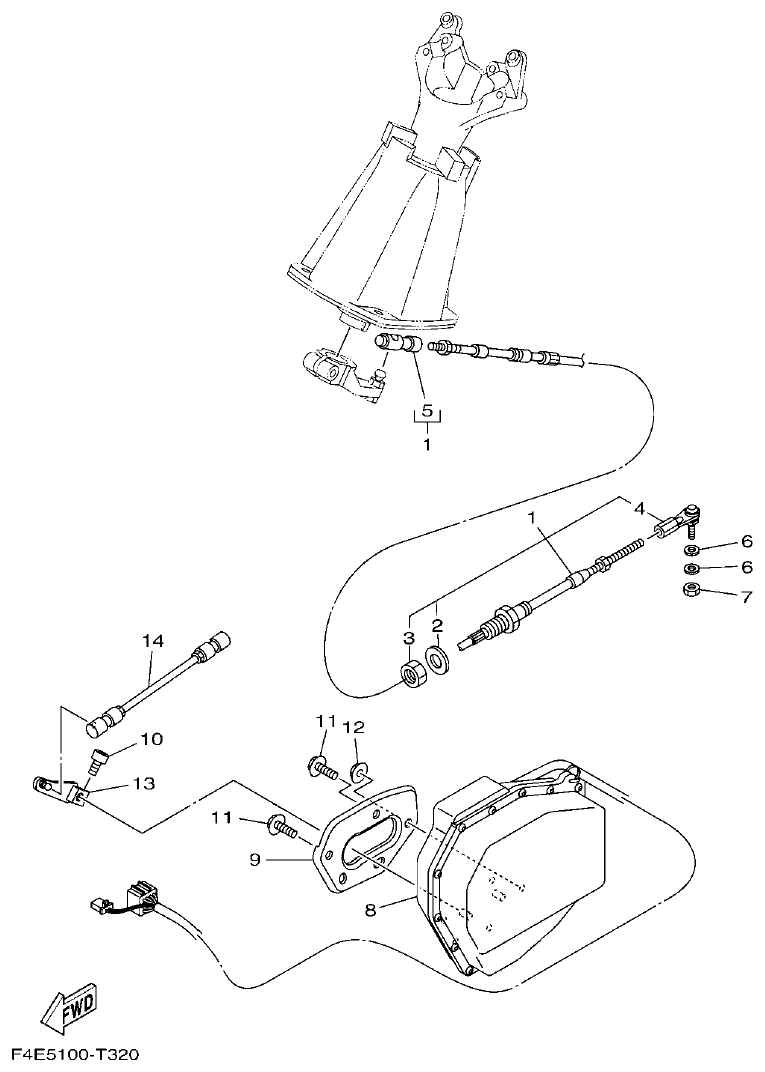 Yamaha VX18002019F4E7(F6G CONTROL CABLE parts diagram